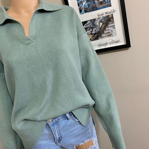MAX STUDIO Turquoise Sweatshirt - Picture 6 of 6